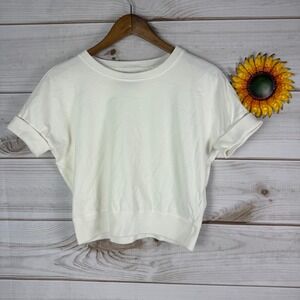 by Anthropologie XS White Short Sleeve Crop Top